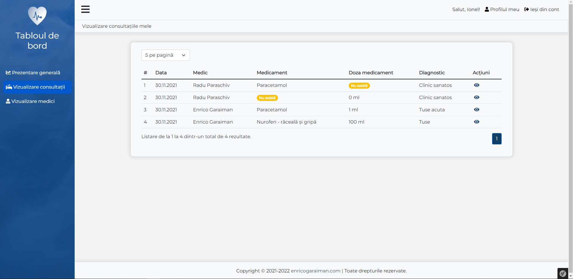 Platform for managing the data of a hospital using PHP and MariaDB