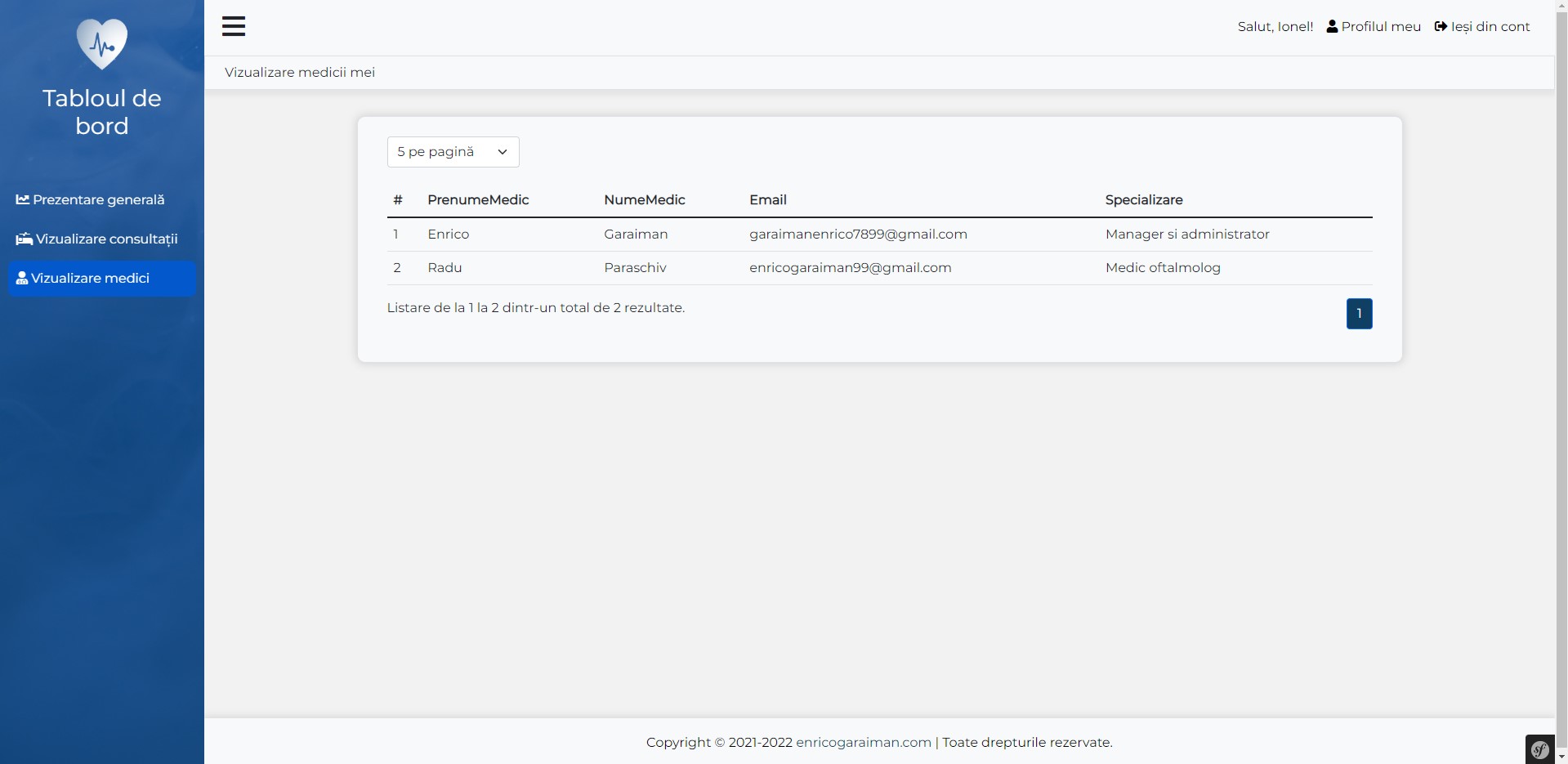 Platform for managing the data of a hospital using PHP and MariaDB