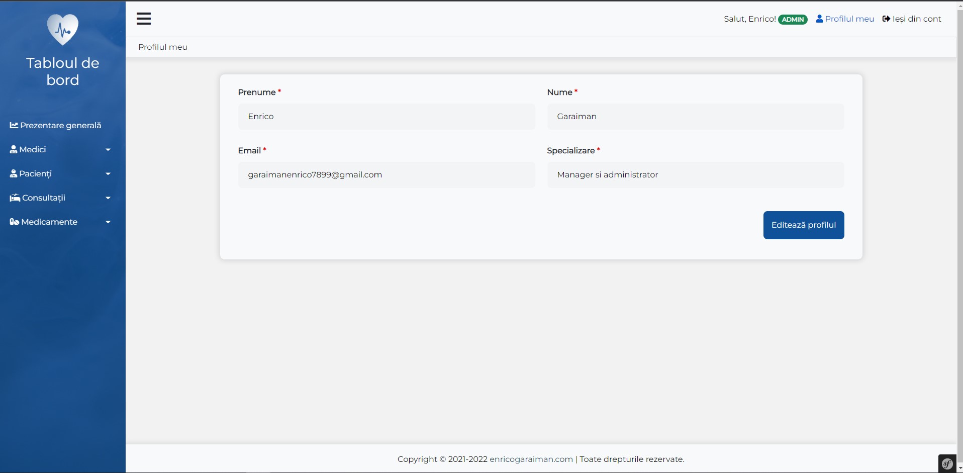 Platform for managing the data of a hospital using PHP and MariaDB