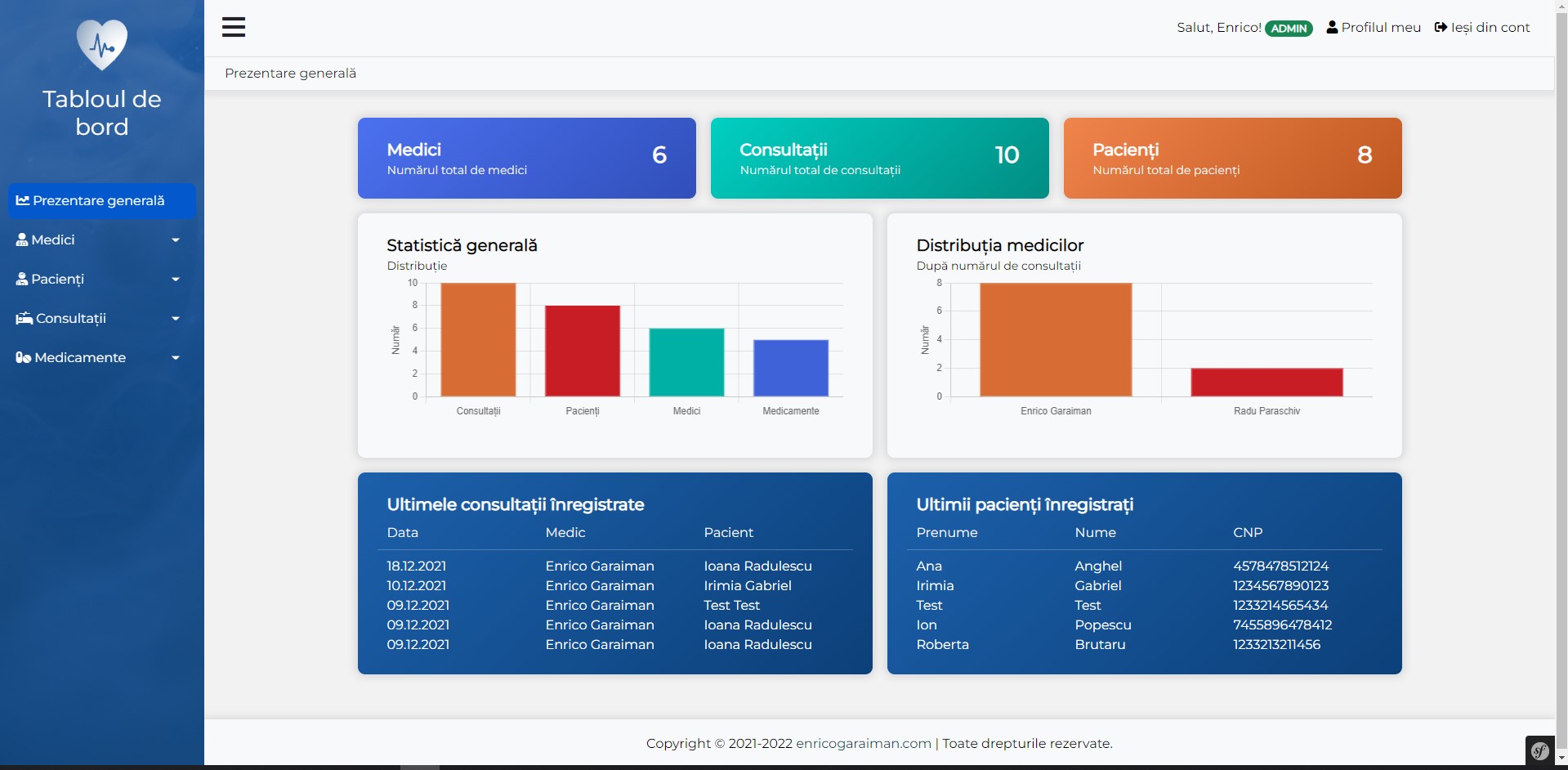 Platform for managing the data of a hospital using PHP and MariaDB