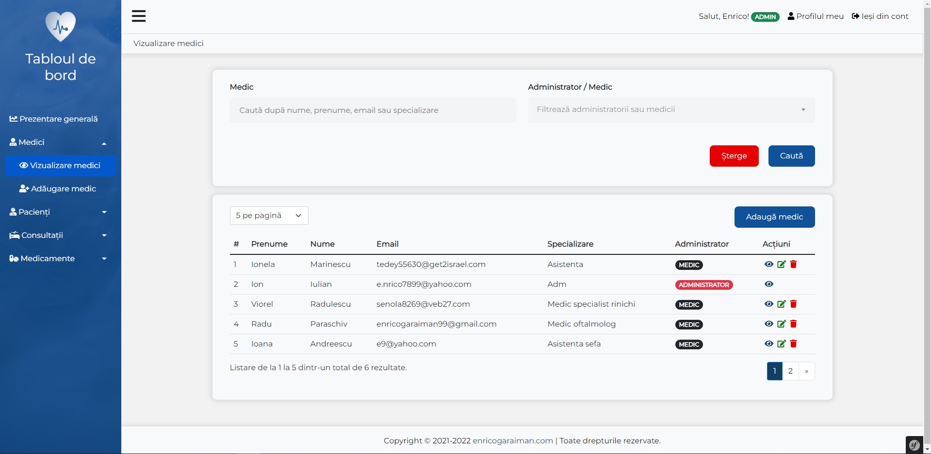 Platform for managing the data of a hospital using PHP and MariaDB