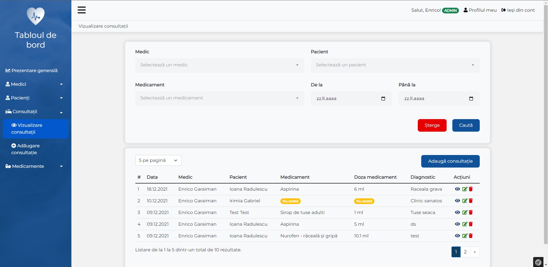 Platform for managing the data of a hospital using PHP and MariaDB