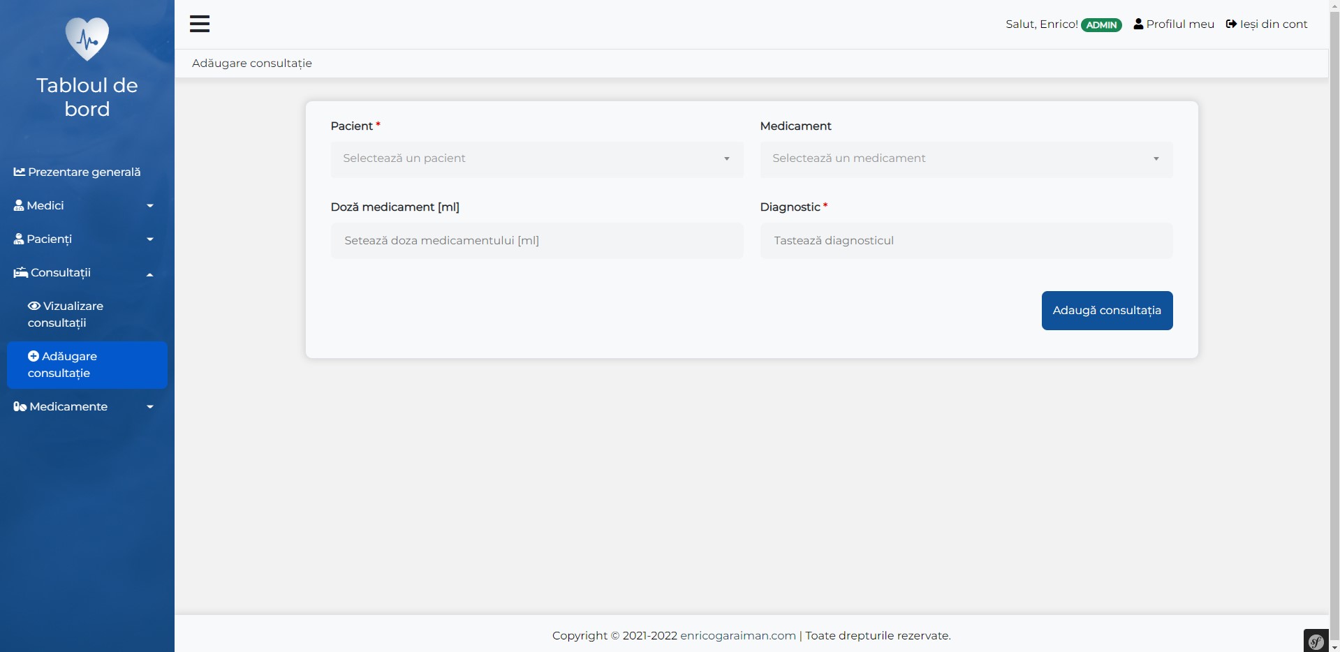 Platform for managing the data of a hospital using PHP and MariaDB
