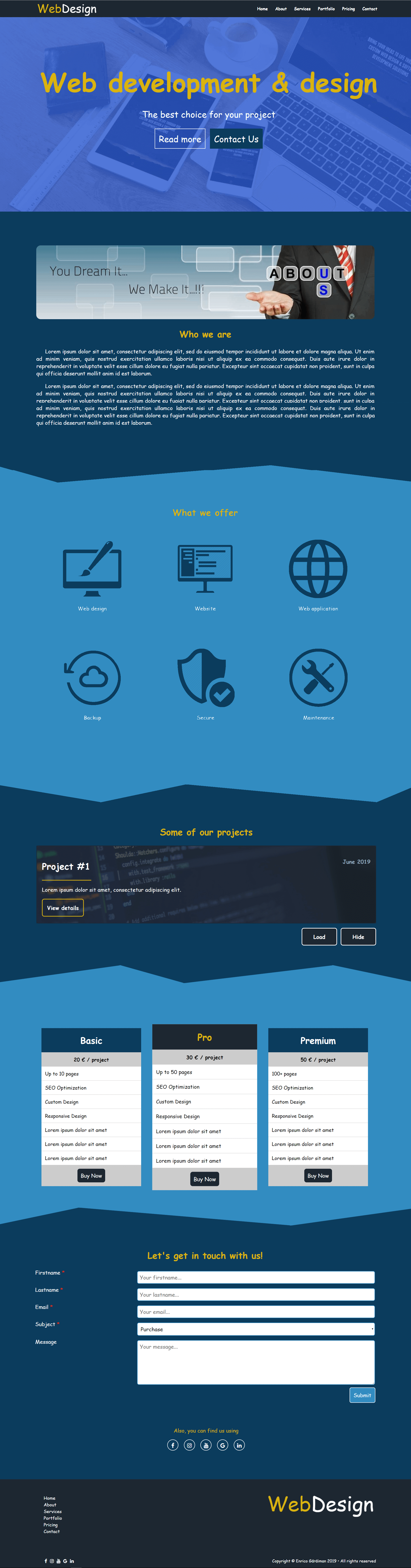 Template for a presentation website